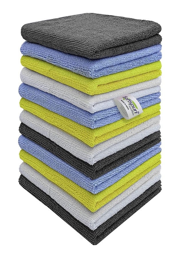 SOFTSPUN Microfiber Cleaning Cloths, 12 pcs 40x40cms 280GSM Multi-Color! Highly Absorbent Lint and Streak Free Multi Purpose Wash Cloth for Kitchen Car Window Stainless Steel Silverware. - Image 1